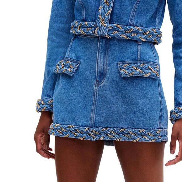 NEW!  PatBO Braided Denim Mini Skirt - 0 - Picture 1 of 9